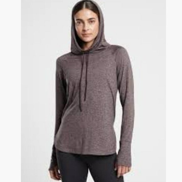 New Athleta Uptempo Hoodie Sweatshirt Aubergine Heathered Purple  XS NWT - Picture 1 of 14